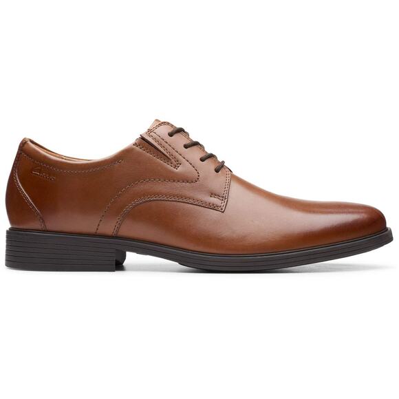NWT Clarks Men's Whiddon Plain Oxford Dark Tan Leather 7.5 Medium US